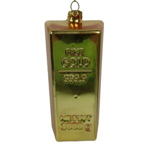 Ashland Fine Gold Bar Glass Christmas Ornament Xmas Holiday Golden Metallic NEW